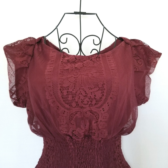 Pinky Ruched Waist Lace Overlay Dress - Picture 8 of 14